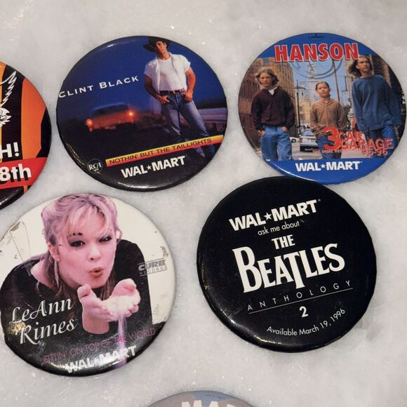LOT OF 14 VINTAGE WALMART ADVERTISING PINS PIN MUSIC INCLUDING POP and COUNTRY - Picture 5 of 12